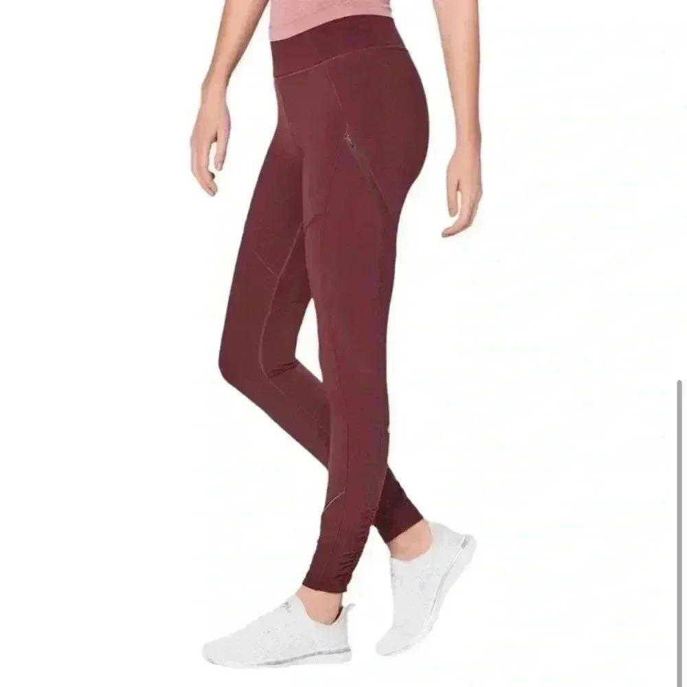 LULULEMON RARE RAIN ON TRAIN ON TIGHT LEGGINGS IN REDWOOD COLOR SIZE 6 Burgundy